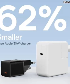 Củ Sạc Nhanh Baseus GaN5 Fast Charger Mini 1C 30W Cho iPhone 14 13 12 11 Pro Max (Nhỏ gọn, sạc nhanh PD/Quick Charge)