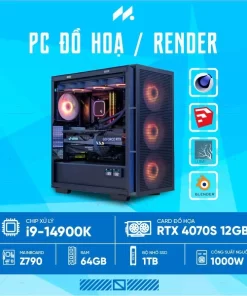 PC RENDER i9-4070 (i9-14900K, RTX 4070 OC 12GB, Ram 64GB DDR5, SSD 1TB, 1000W)
